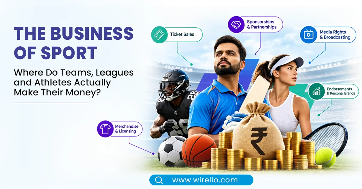 Infographic illustrating the primary revenue streams in the sports industry, including broadcasting rights, sponsorships, and ticketing.