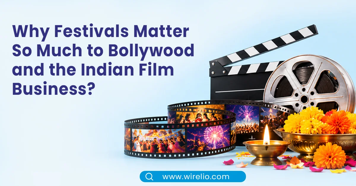 Conceptual illustration of a cinema audience watching a Bollywood film during India's festive season.