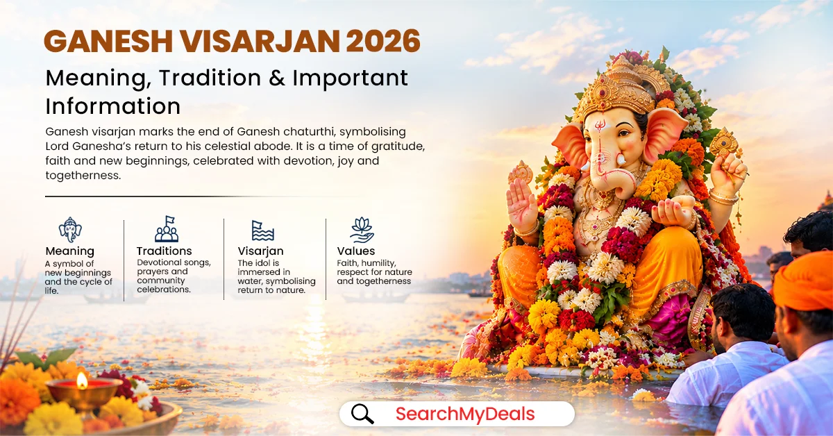 Devotees immersing an eco-friendly Lord Ganesha idol in water during Ganesh Visarjan and Ananta Chaturdashi celebrations